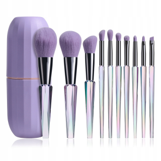 Sada 10 štetcov na make-up v tube, fialové diamantové štetce